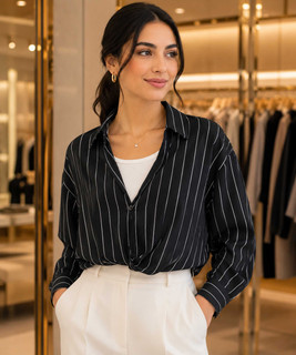 شومیز با تاپ زنانه مدل خط دار